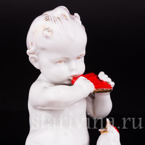 Малыш со свирелью и птичкой, Hertwig & Co, Германия, нач. 20 в