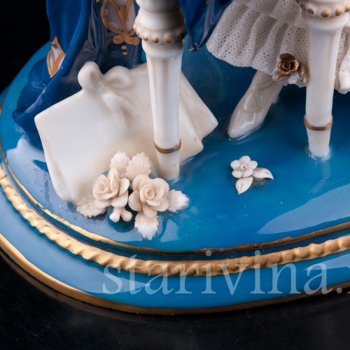 Девушка за клавесином, кружевная, E. A. Muller, Германия, до 1927 г