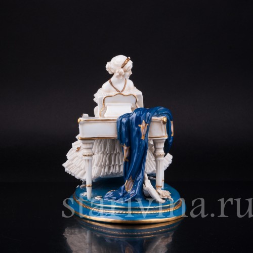 Девушка за клавесином, кружевная, E. A. Muller, Германия, до 1927 г