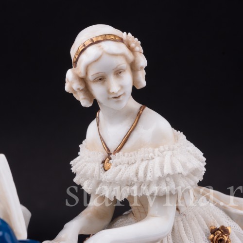 Девушка за клавесином, кружевная, E. A. Muller, Германия, до 1927 г