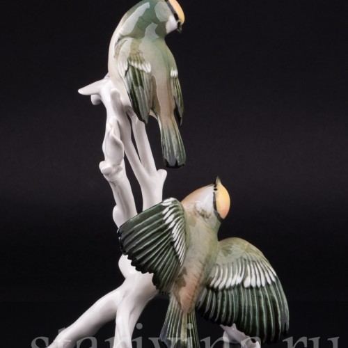 Фигурка птиц из фарфора Корольки на ветке, Karl Ens, Германия, 1950 гг.