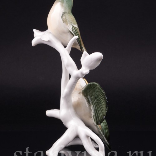 Фигурка птиц из фарфора Корольки на ветке, Karl Ens, Германия, 1950 гг.