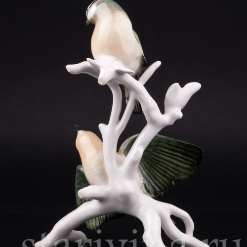 Фигурка птиц из фарфора Корольки на ветке, Karl Ens, Германия, 1950 гг.