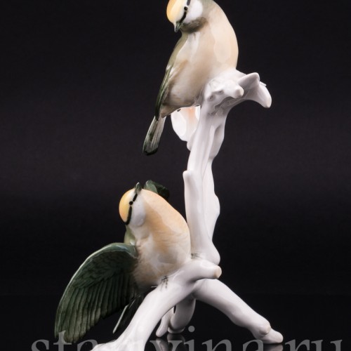Фигурка птиц из фарфора Корольки на ветке, Karl Ens, Германия, 1950 гг.