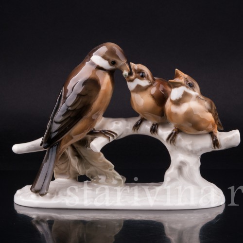 Воробьи на ветке, Hutschenreuther, Германия, 1945-49 гг