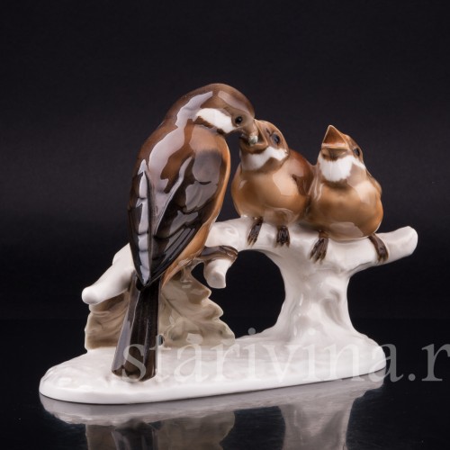 Воробьи на ветке, Hutschenreuther, Германия, 1945-49 гг