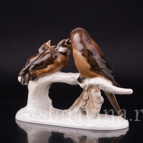 Воробьи на ветке, Hutschenreuther, Германия, 1945-49 гг