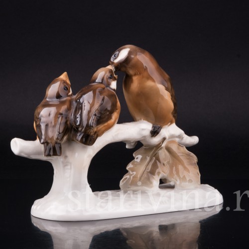 Воробьи на ветке, Hutschenreuther, Германия, 1945-49 гг