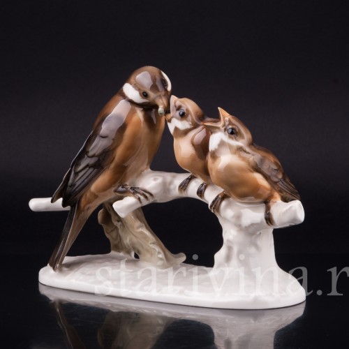 Воробьи на ветке, Hutschenreuther, Германия, 1945-49 гг