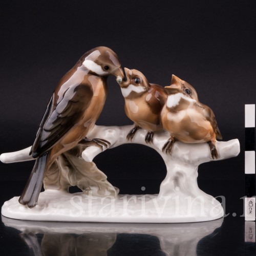 Воробьи на ветке, Hutschenreuther, Германия, 1945-49 гг