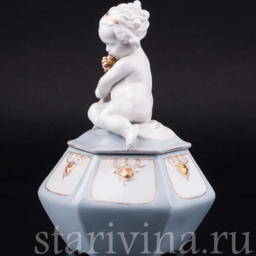 Девочка с виноградом и бубном, шкатулка, Hertwig & Co, Германия, нач. 20 в