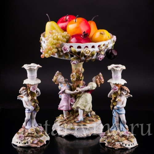Фруктовница и подсвечники, трио, Von Schierholz, Германия, сер. 20 в