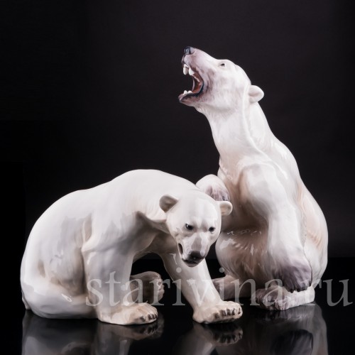 Сидящий белый медведь, Bing & Grondahl, Дания, 1950-60 гг