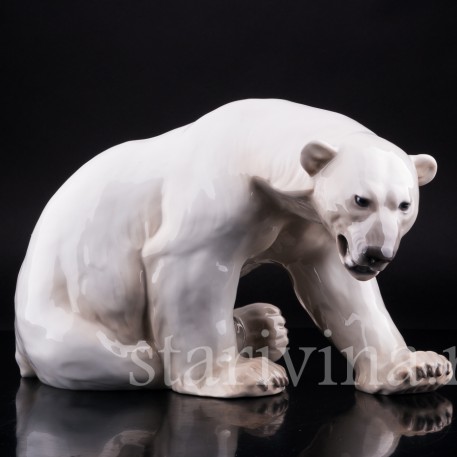 Сидящий белый медведь, Bing & Grondahl, Дания, 1950-60 гг