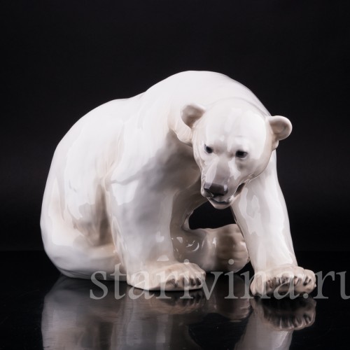 Сидящий белый медведь, Bing & Grondahl, Дания, 1950-60 гг