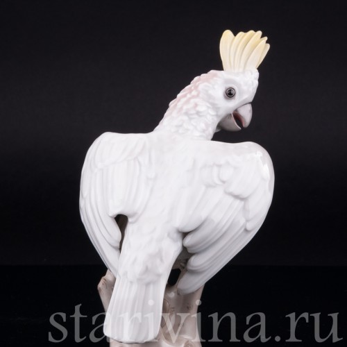 Фарфоровая статуэтка птицы Попугай какаду, Augarten, Австрия, сер. 20 в.