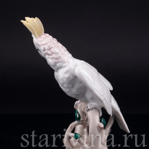 Фарфоровая статуэтка птицы Попугай какаду, Augarten, Австрия, сер. 20 в.