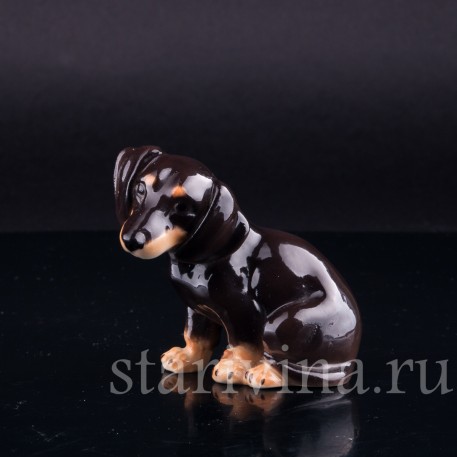Фарфоровая статуэтка собак Сидящая такса, миниатюра, Von Schierholz, Германия, 1950 гг.