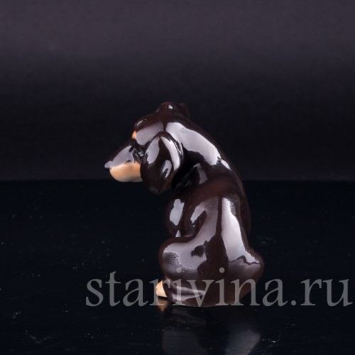 Фарфоровая статуэтка собак Сидящая такса, миниатюра, Von Schierholz, Германия, 1950 гг.