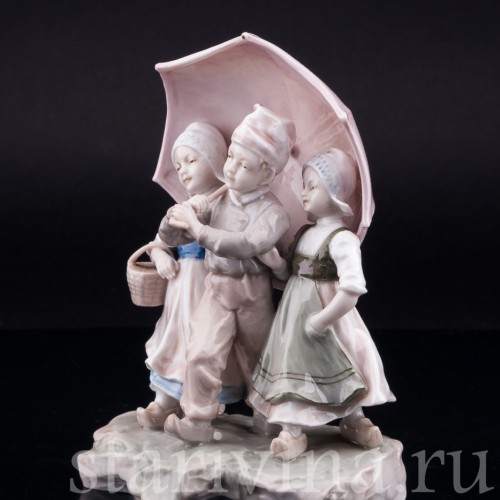 Дети под зонтом, Karl Ens, Германия, кон. 19 в