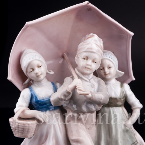 Дети под зонтом, Karl Ens, Германия, кон. 19 в