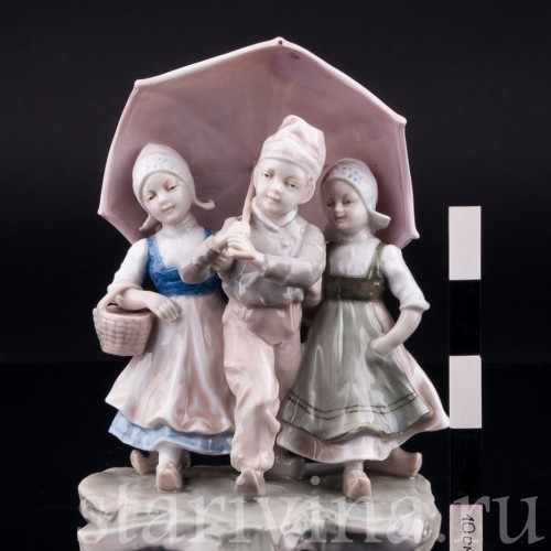 Дети под зонтом, Karl Ens, Германия, кон. 19 в