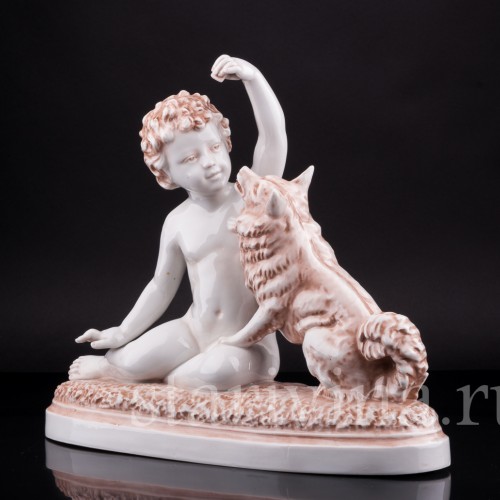 Статуэтка Мальчик с собакой, Villenauxe, Франция, пер. пол. 20 в.