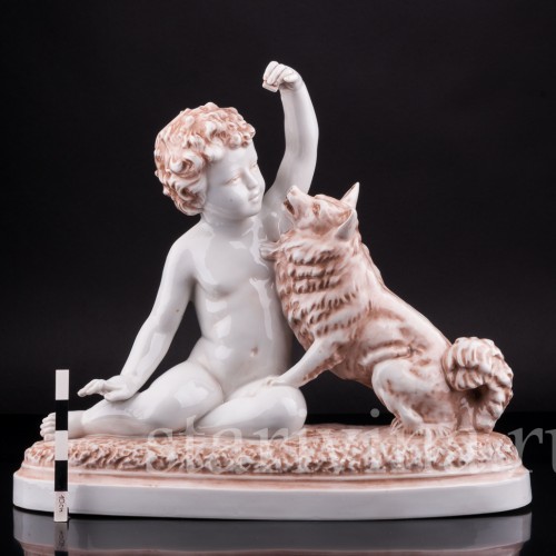 Статуэтка Мальчик с собакой, Villenauxe, Франция, пер. пол. 20 в.