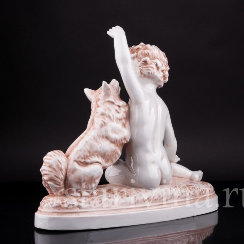 Статуэтка Мальчик с собакой, Villenauxe, Франция, пер. пол. 20 в.