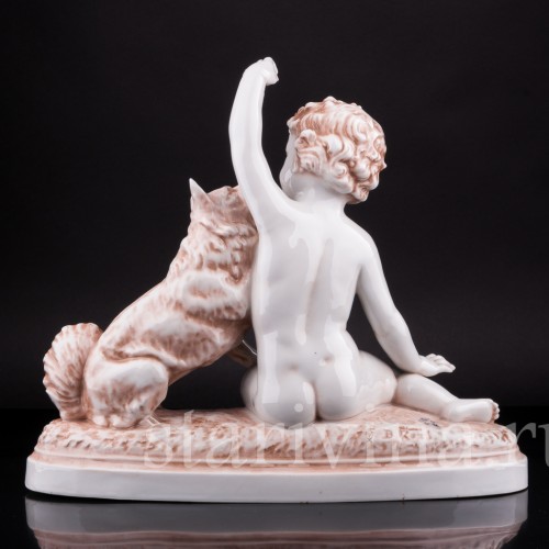 Статуэтка Мальчик с собакой, Villenauxe, Франция, пер. пол. 20 в.