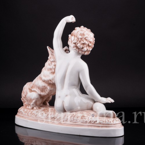 Статуэтка Мальчик с собакой, Villenauxe, Франция, пер. пол. 20 в.