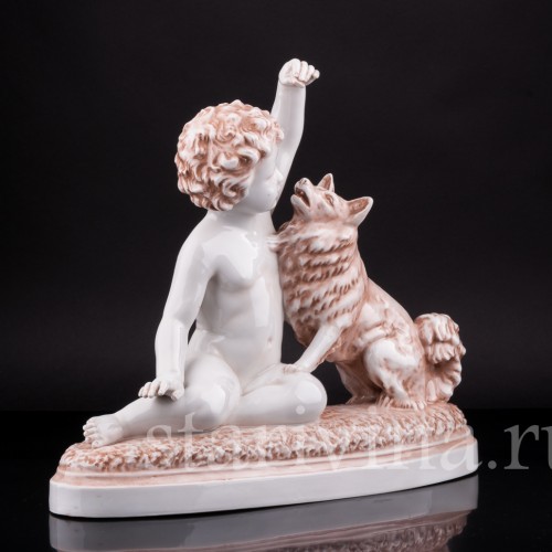 Статуэтка Мальчик с собакой, Villenauxe, Франция, пер. пол. 20 в.