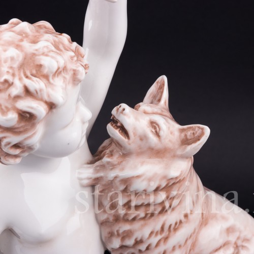 Статуэтка Мальчик с собакой, Villenauxe, Франция, пер. пол. 20 в.