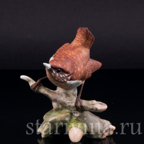 Фарфоровая статуэтка птицы Крапивник, Alka Kaiser, Германия, до 1990 гг.