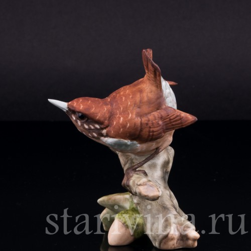 Фарфоровая статуэтка птицы Крапивник, Alka Kaiser, Германия, до 1990 гг.