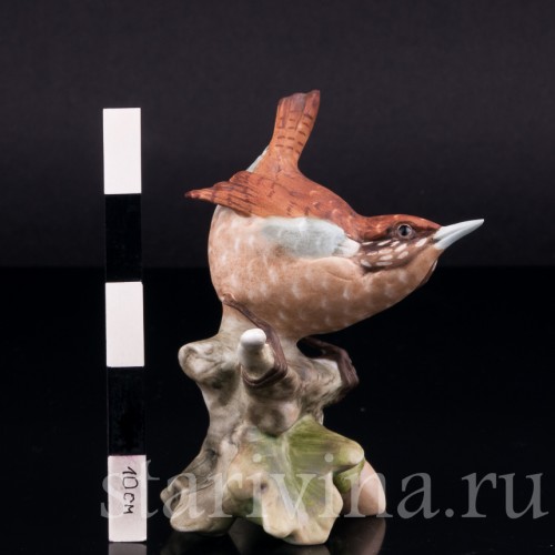 Фарфоровая статуэтка птицы Крапивник, Alka Kaiser, Германия, до 1990 гг.