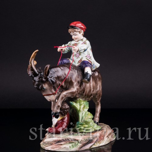 Дети, играющие с козлом, Ernst Bohne Sohne, Германия, нач. 20 в