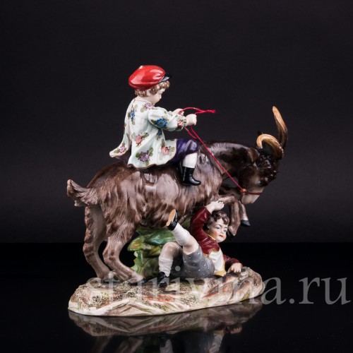 Дети, играющие с козлом, Ernst Bohne Sohne, Германия, нач. 20 в