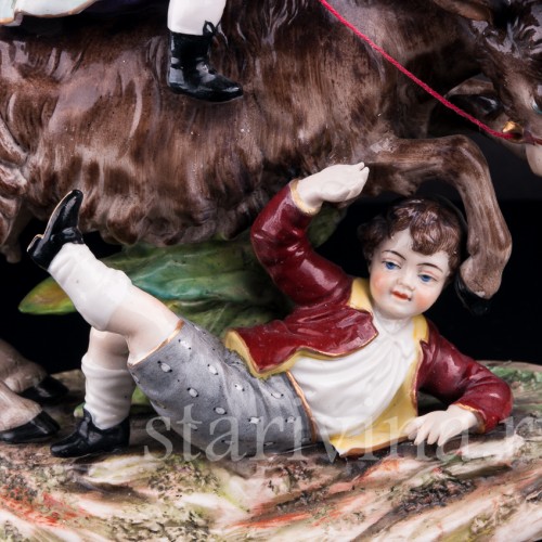 Дети, играющие с козлом, Ernst Bohne Sohne, Германия, нач. 20 в