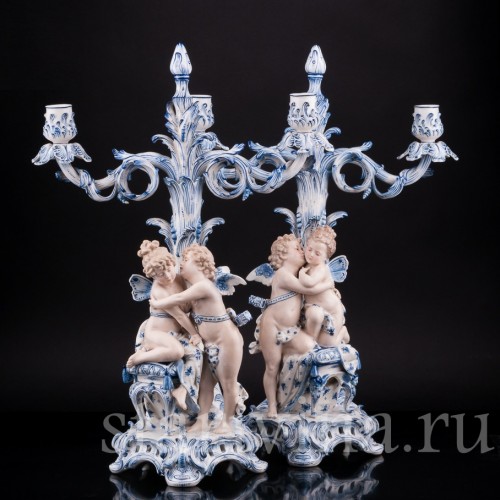 Два подсвечника (канделябра) Ангелы и Феи, Sitzendorf, Германия, 19 в