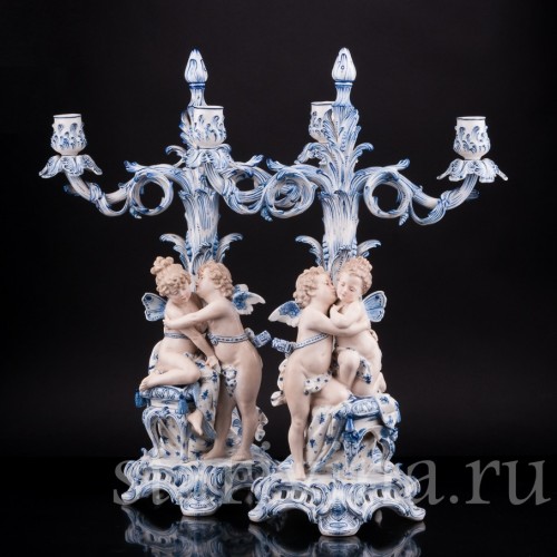 Два подсвечника (канделябра) Ангелы и Феи, Sitzendorf, Германия, 19 в