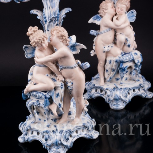 Два подсвечника (канделябра) Ангелы и Феи, Sitzendorf, Германия, 19 в