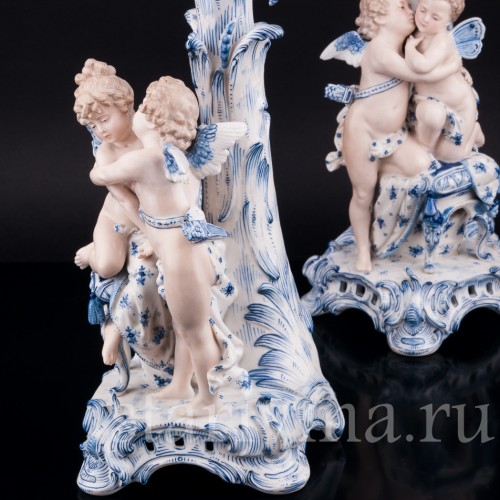 Два подсвечника (канделябра) Ангелы и Феи, Sitzendorf, Германия, 19 в