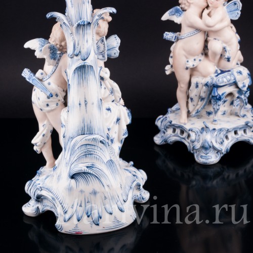 Два подсвечника (канделябра) Ангелы и Феи, Sitzendorf, Германия, 19 в