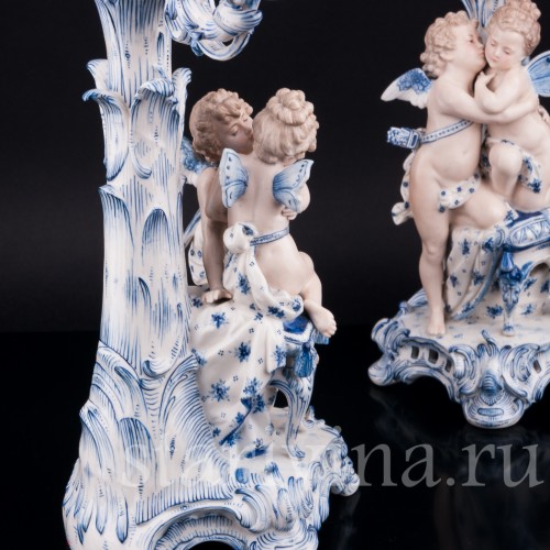 Два подсвечника (канделябра) Ангелы и Феи, Sitzendorf, Германия, 19 в