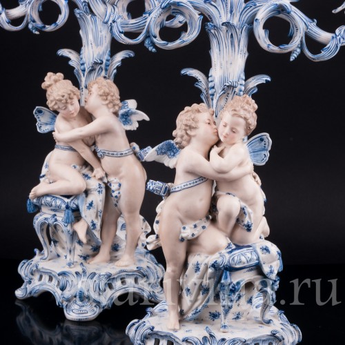 Два подсвечника (канделябра) Ангелы и Феи, Sitzendorf, Германия, 19 в