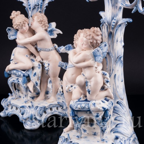 Два подсвечника (канделябра) Ангелы и Феи, Sitzendorf, Германия, 19 в