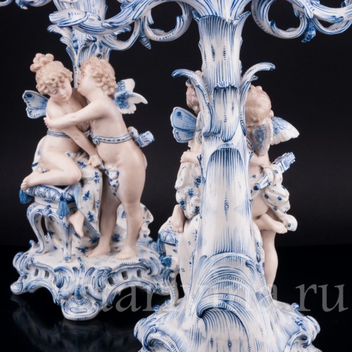 Два подсвечника (канделябра) Ангелы и Феи, Sitzendorf, Германия, 19 в