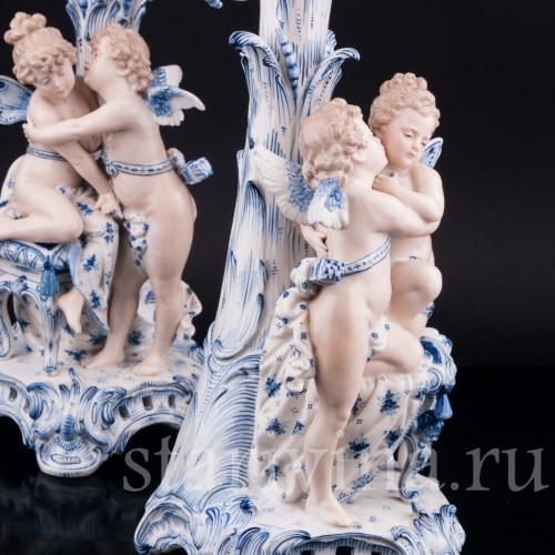 Два подсвечника (канделябра) Ангелы и Феи, Sitzendorf, Германия, 19 в