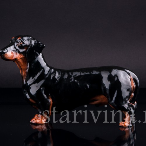 Статуэтка собаки из фарфора Черная такса, Royal Doulton, Великобритания, пер. пол. 20 в.